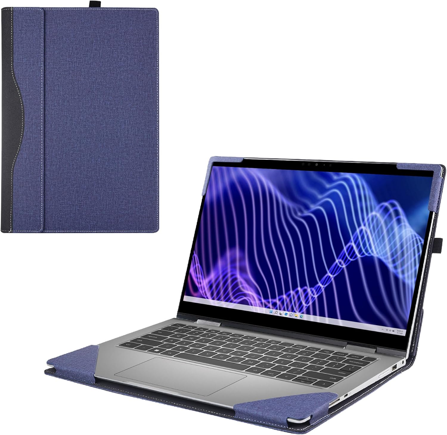 Laptop Cover for Dell Latitude 3340 13.3inch 2023-2024 Notebook PC [NOT Working with Other DELL Models].2-in-1 Detachable PU Leather Notebook Sleeve (Blue)