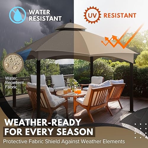 Miniatura 4 de Flexzion Parte superior de repuesto para toldo de glorieta de 10 x 12 pulgadas (verde)  Se adapta a Lowe's Allen Roth Gazebo GF-12S004B y