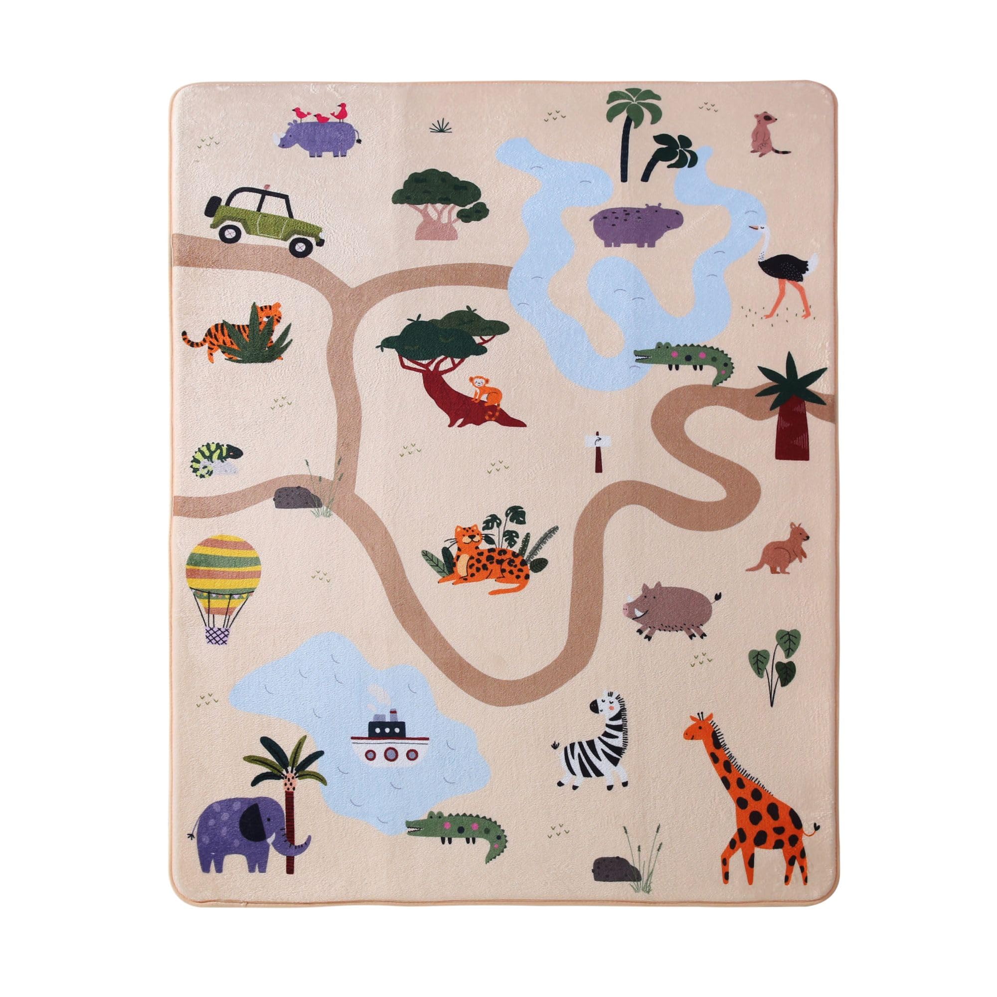 Hakuna Matte Tappeto Neonato 160x120cm Safari - Morbido con Memory Foam - Antiscivolo - Bambini e Neonati