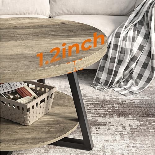 Miniatura 4 de GreenForest Mesa auxiliar redonda con almacenamiento, mesas centrales circulares de 30 pulgadas para sala de estar, mesa de sofá moderna para