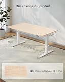 JUMMICO Bureau Assis Debout 160×70 cm, Rappel Posture, 2 Mémoires, Beige - 3