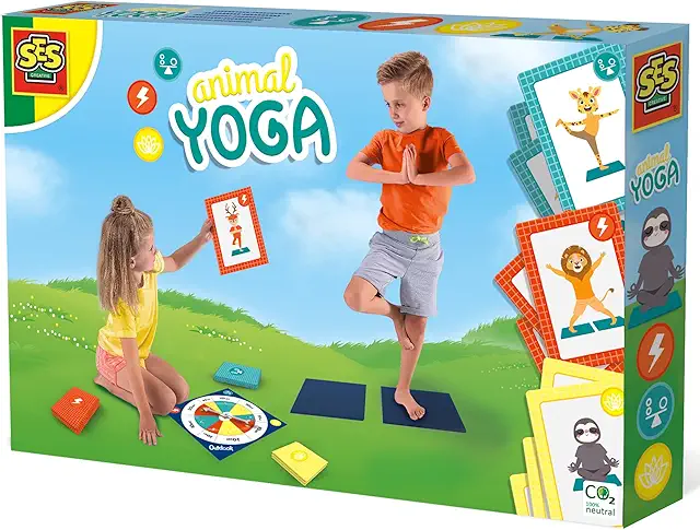Animal Yoga Set for Kids: 27 Cards, 2 Mats & Spinner - Barn Yoga Fun Ages 3+
