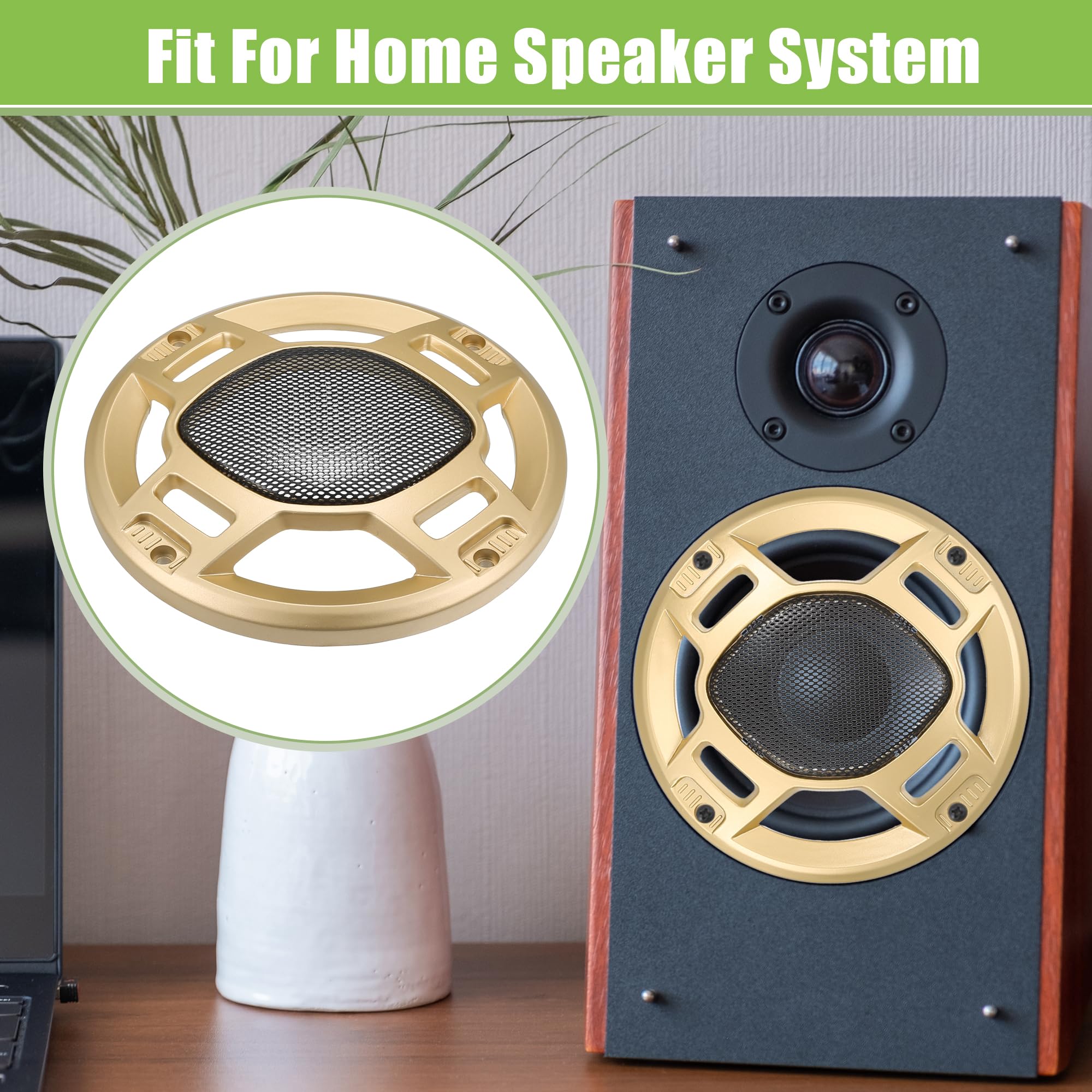 VBESTLIFE Grilles De Haut-parleurs Universelles De 2 Pouces, Maille De Grille De Haut-Parleur Ronde Décorative Pour Haut-parleurs De Voiture, Boîtes