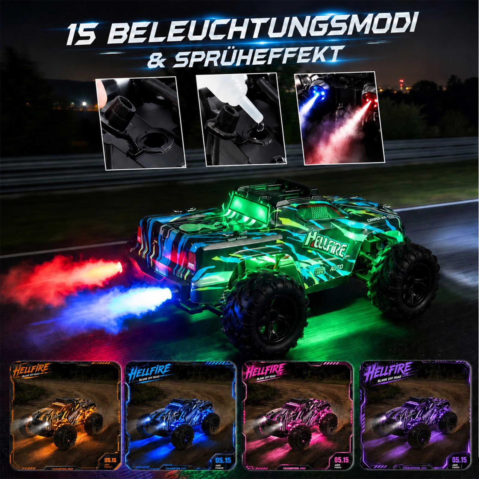 Ferngesteuertes Auto Ab 5-12 Jahre, 1:18 RC Auto Monstertruck 22KM/H, Spielzeug Und Geschenk Für Jungen