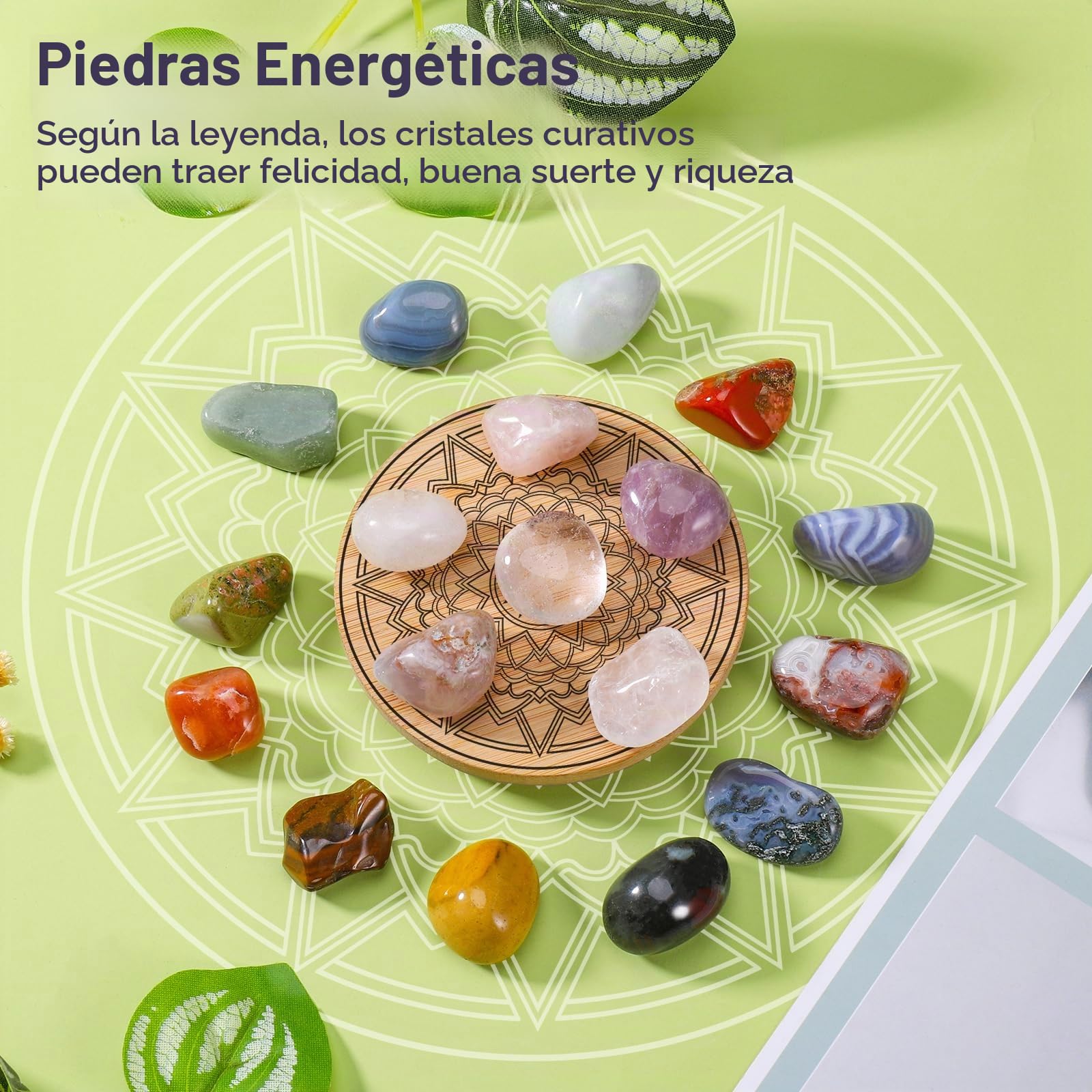 Juego de Piedras y Cristales Curativos, Piedras en Bruto 100% Naturales, Piedras Chakras Cristales Curativos para Meditación, Curación, Equilibrio de Chakras, Yoga, DIY (Multicolor-18Pcs)