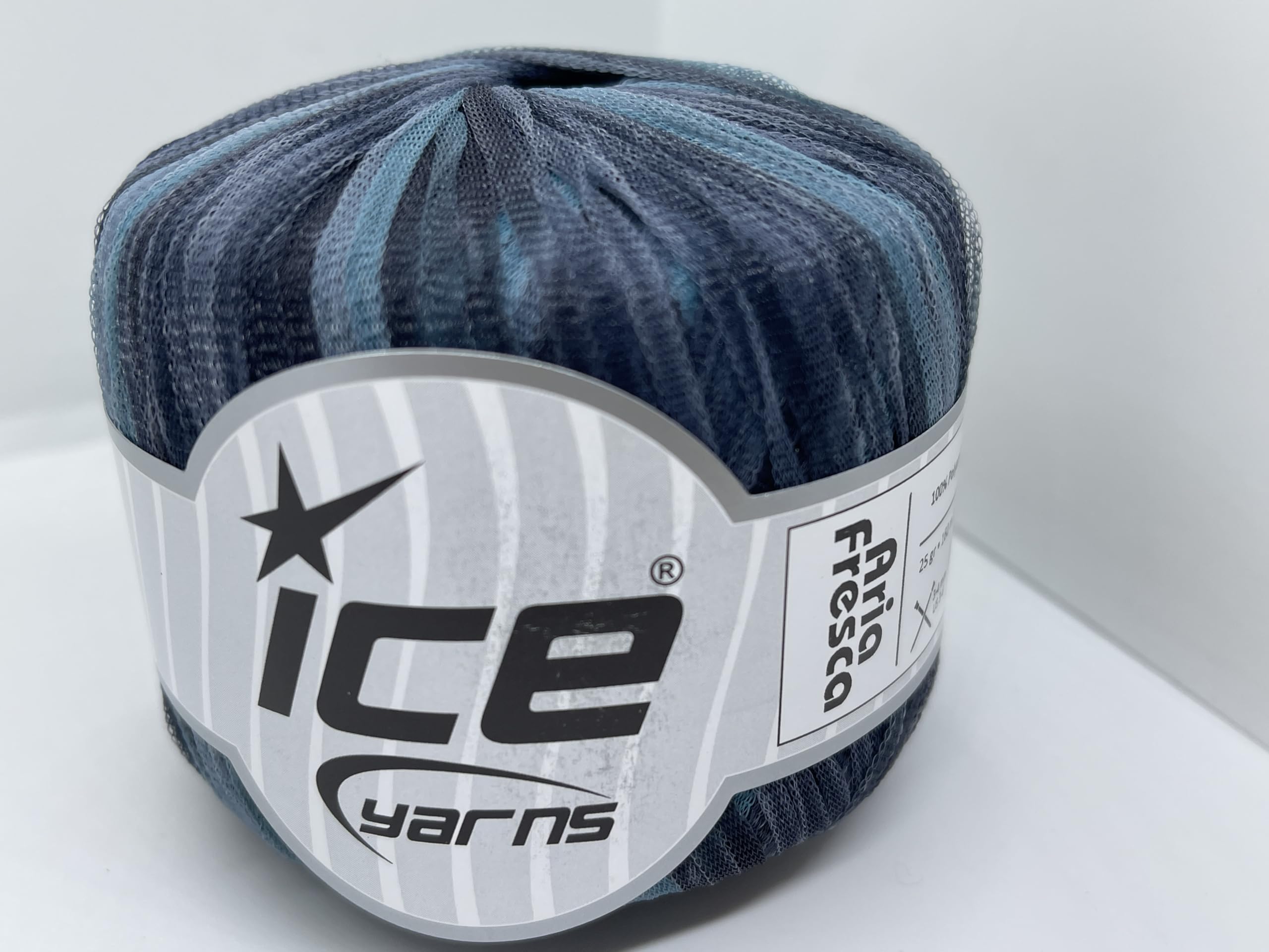 Teal Blue Black Grey Aria Fresca Sheer Net Ribbon Yarn - DK Nylon 25 Grams (.88 Ounces) 160 Meters (174 Yards) 1/8th inch Wide