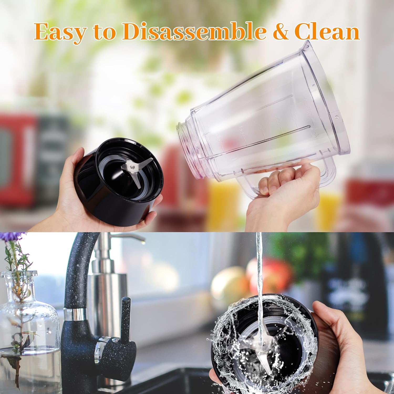 Kitchen Blender, 500W Countertop Blender with 52oz Plastic Jar for Smoothies Milkshake Desserts Nut Butter, Cocktails Sauces (White) - Image 6