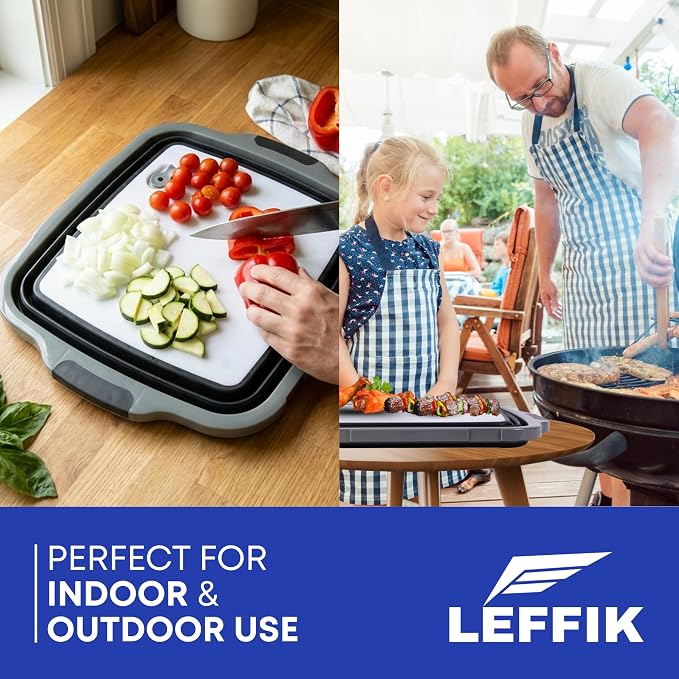 Tina plegable XL 3 en 1 para BBQ con tapa tabla de corte 16L miniatura 6