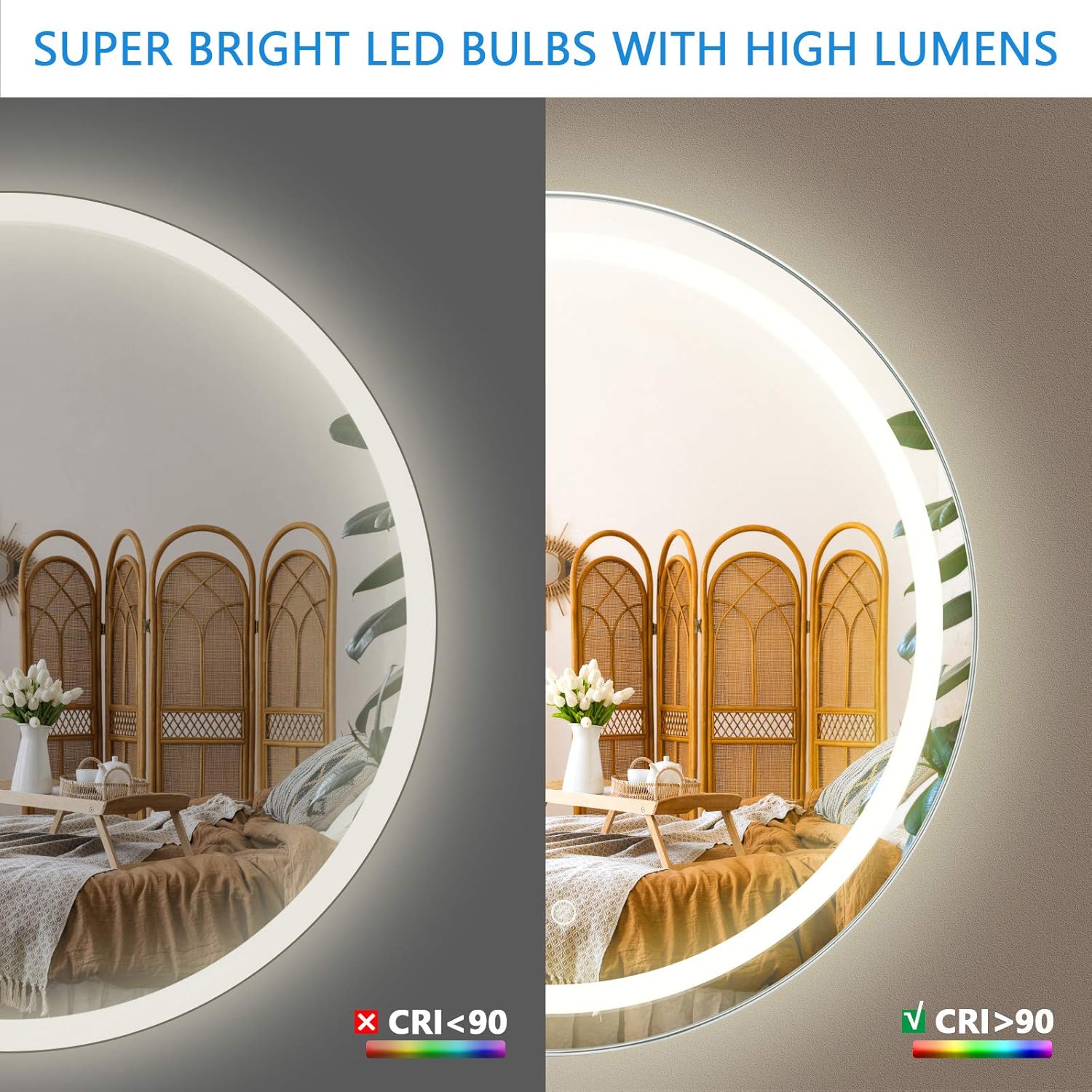 Rеvіеw Prоduсt Round Mirror for Wall, FAUETI 24 Inch Bathroom Mirror with LED Light,Anti-Fog & Dimmable Vanity Mirror with Aluminium Frame,4000k Plug-in/Hardwired Lighted Mirror for Bedroom & Living Room,CRI 90+ Blасk Frіdау - 50% оƒƒ Round Mirror for Wall, FAUETI 24 Inch Bathroom Mirror with LED Light,Anti-Fog & Dimmable Vanity Mirror with Aluminium Frame,4000k Plug-in/Hardwired Lighted Mirror for Bedroom & Living Room,CRI 90+