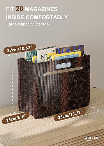 Miniatura 4 de ABC life Revistero estable para revistas, plegable, de piel sintética, organizador de carpetas de archivos de revistas, organizador de carpetas de