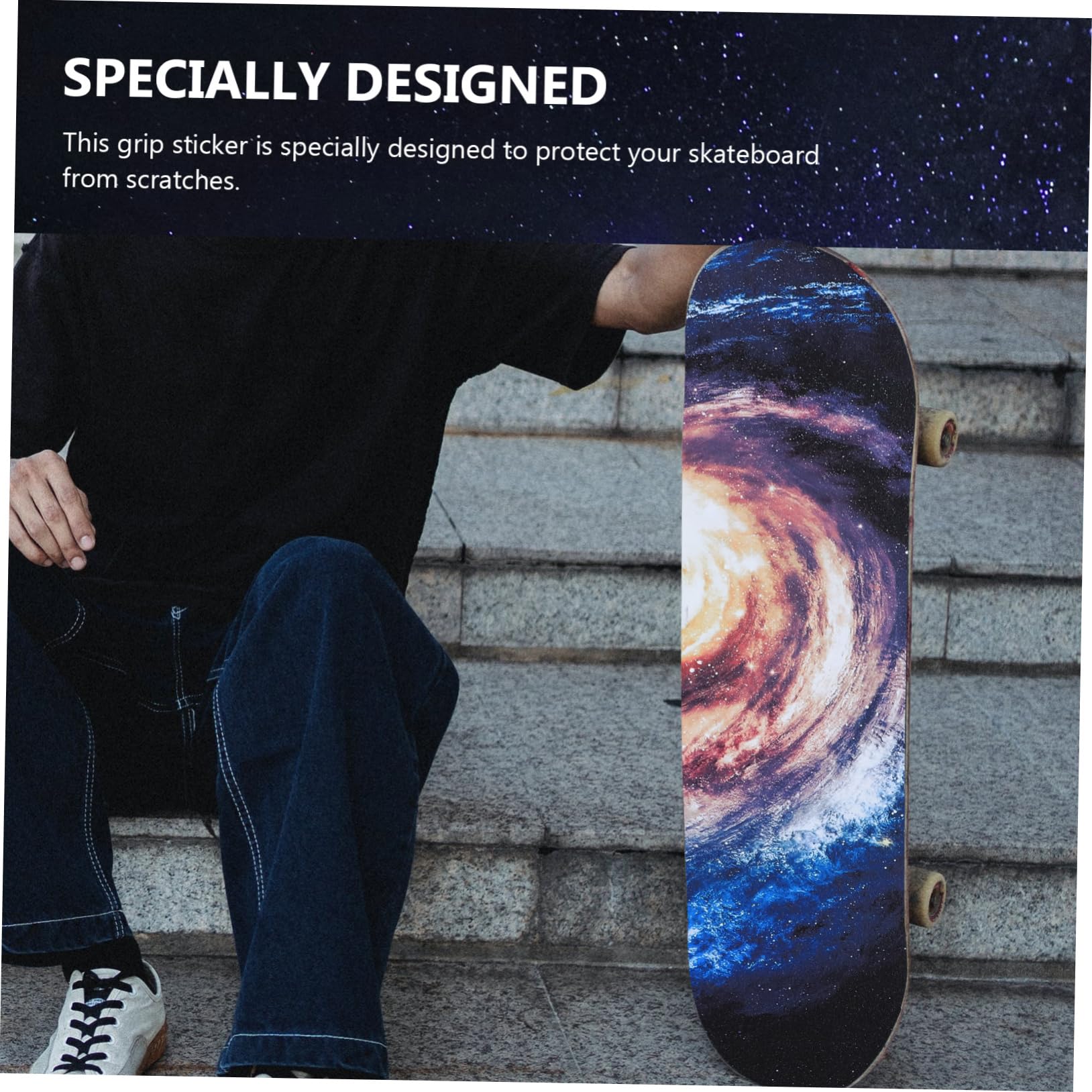 ifundom 2 Stück Rad Skateboard Grip Tape Wasserdichtes Sandpapier Sticker Rutschfester Deck Grip Aufkleber für Skateboard und Scooter Hochwertiges Material Einfache Anwendung Attraktives