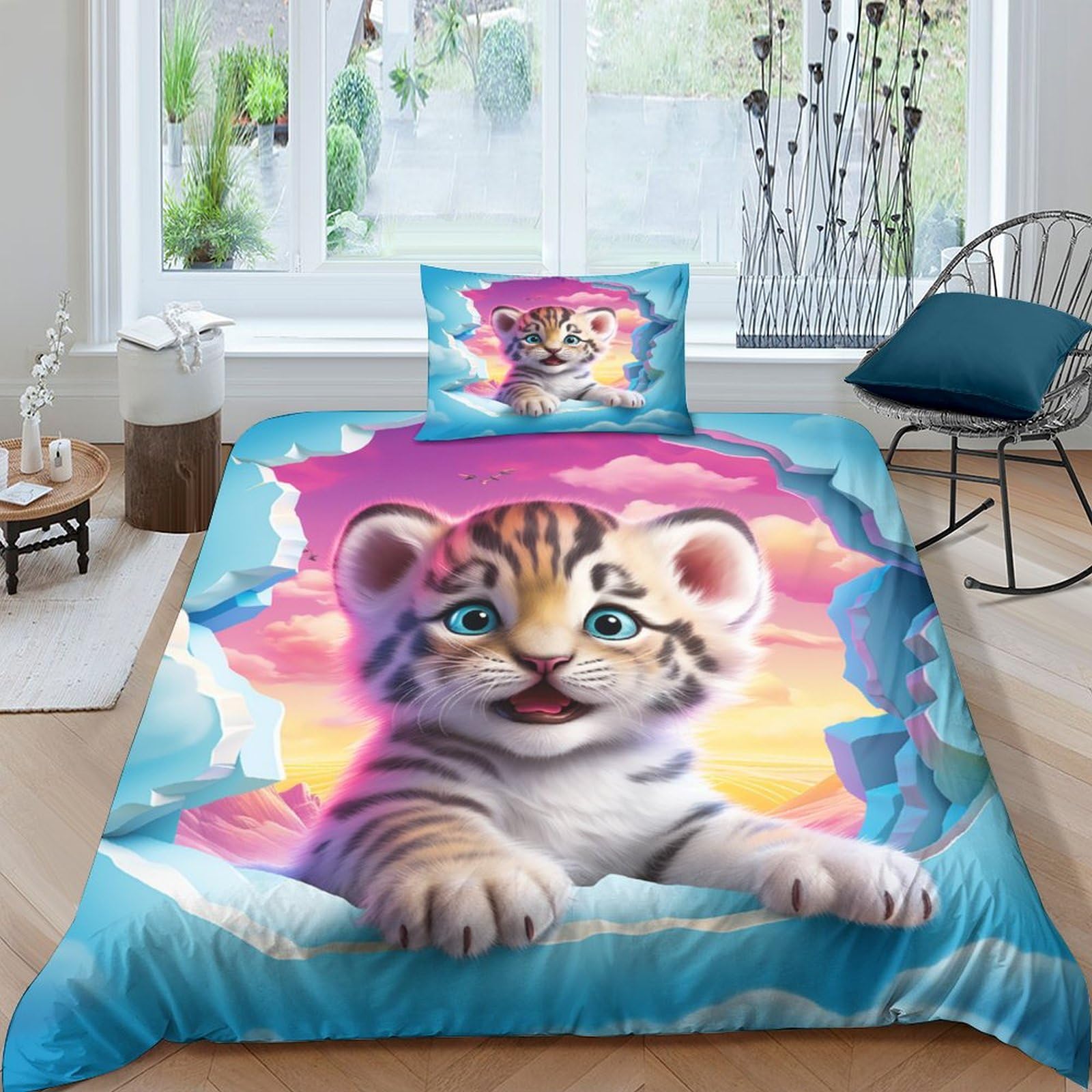 Housse de couette tigre avec impression 3D de qualité supérieure ensemble lit 135x200