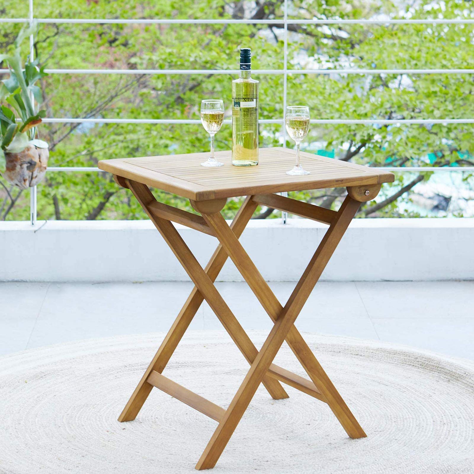 Buy Livinia Teak Vertical Folding Table 600, Teakwood Portable Outdoor