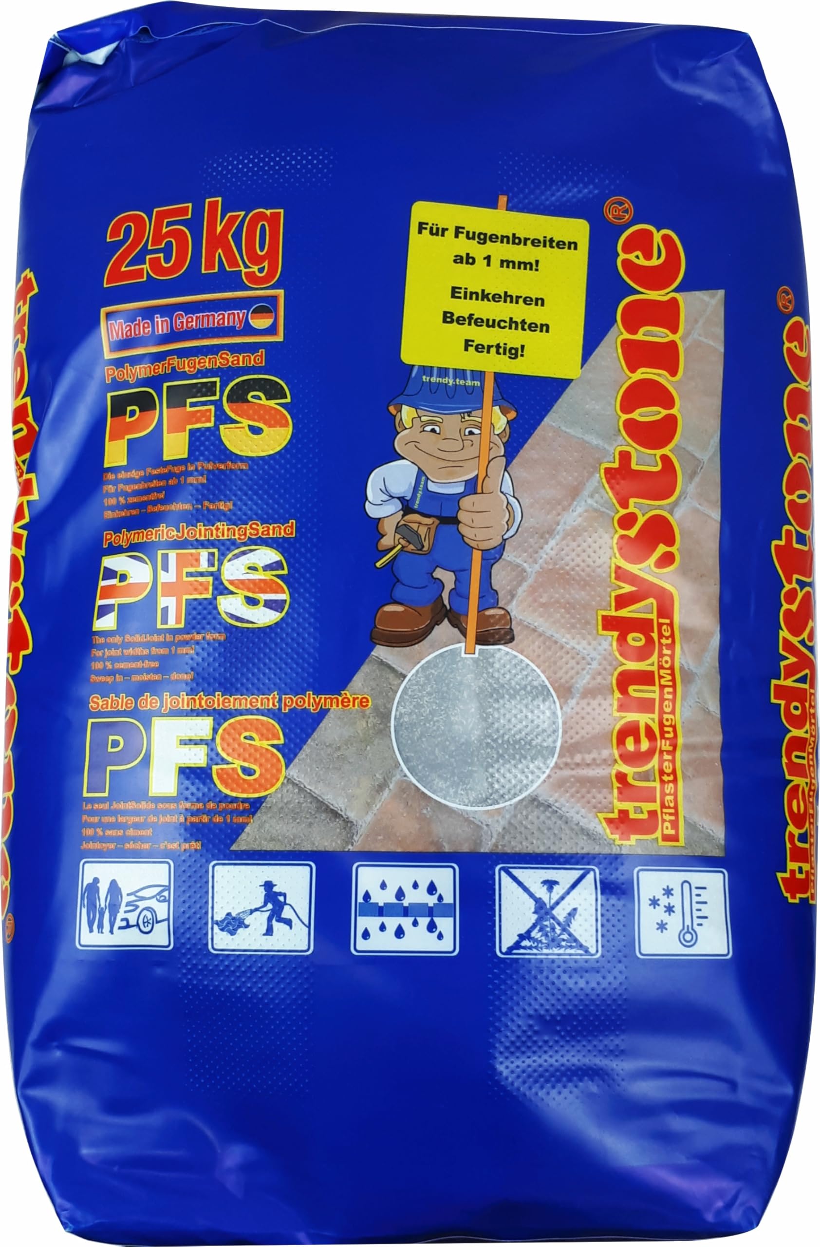 trendystone Polymerfugensand 25 kg natur - Pflasterfugenmörtel für schmale Fugen ab 1 mm Fugenbreite