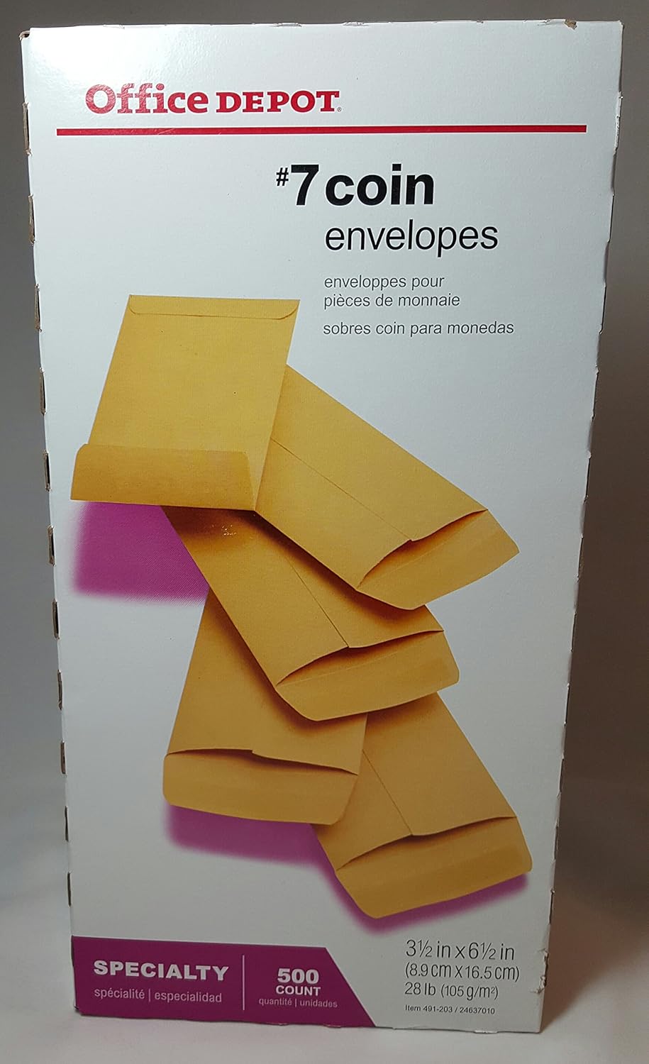 Office Depot Brand Coin / Small Parts Envelopes, 7, 3 1/2