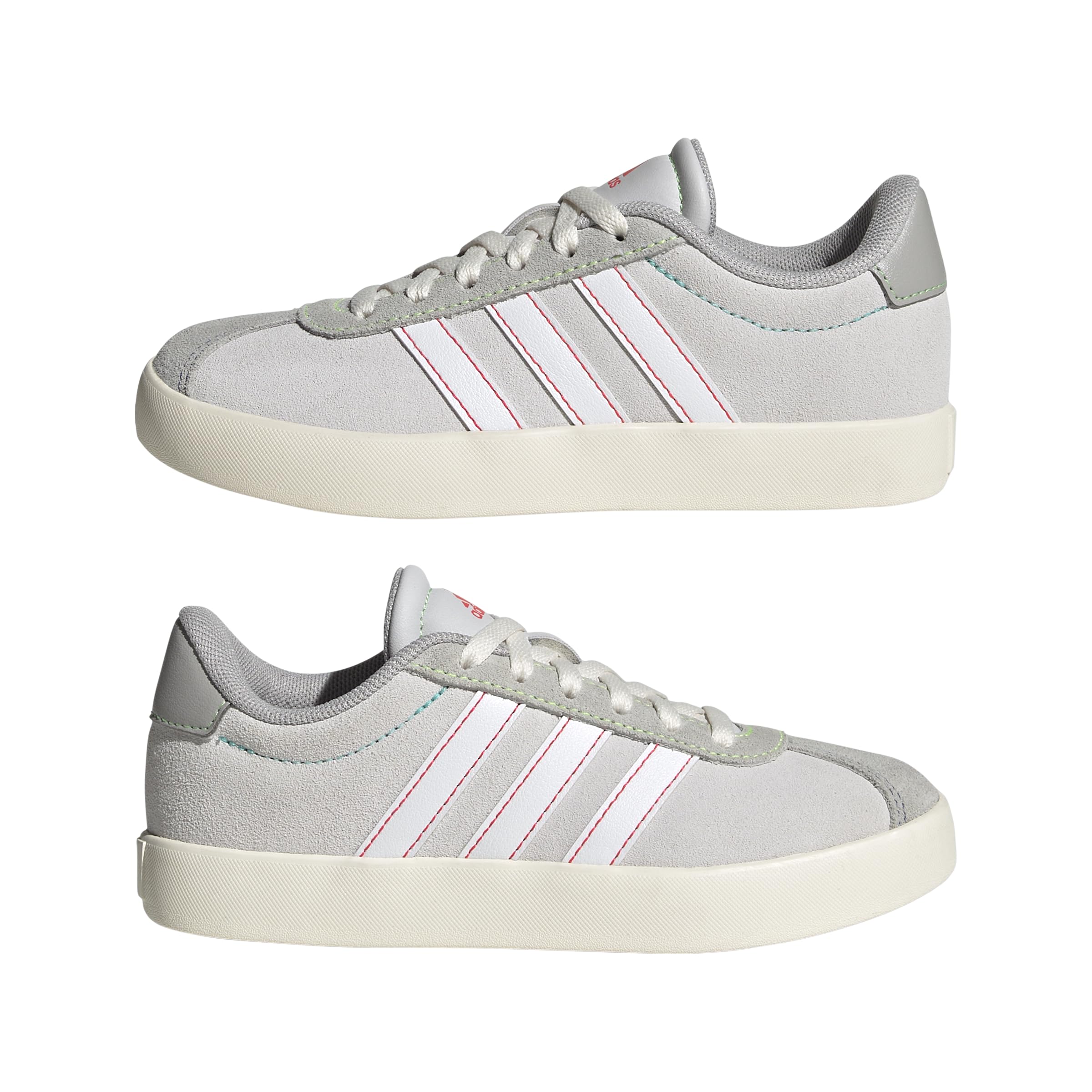 adidas VL Court 3.0 Sneaker, Dash Grey/White/Lime Burst, 6.5 US Unisex Big Kid
