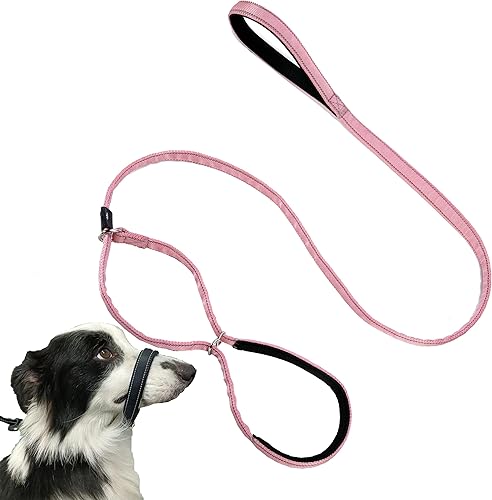 Multifuncional Figura 8 Cabeza acolchada Cabestro Caminar Entrenamiento Reflectante Slip Lead Perro Bozal Correa (Rosa Claro)
