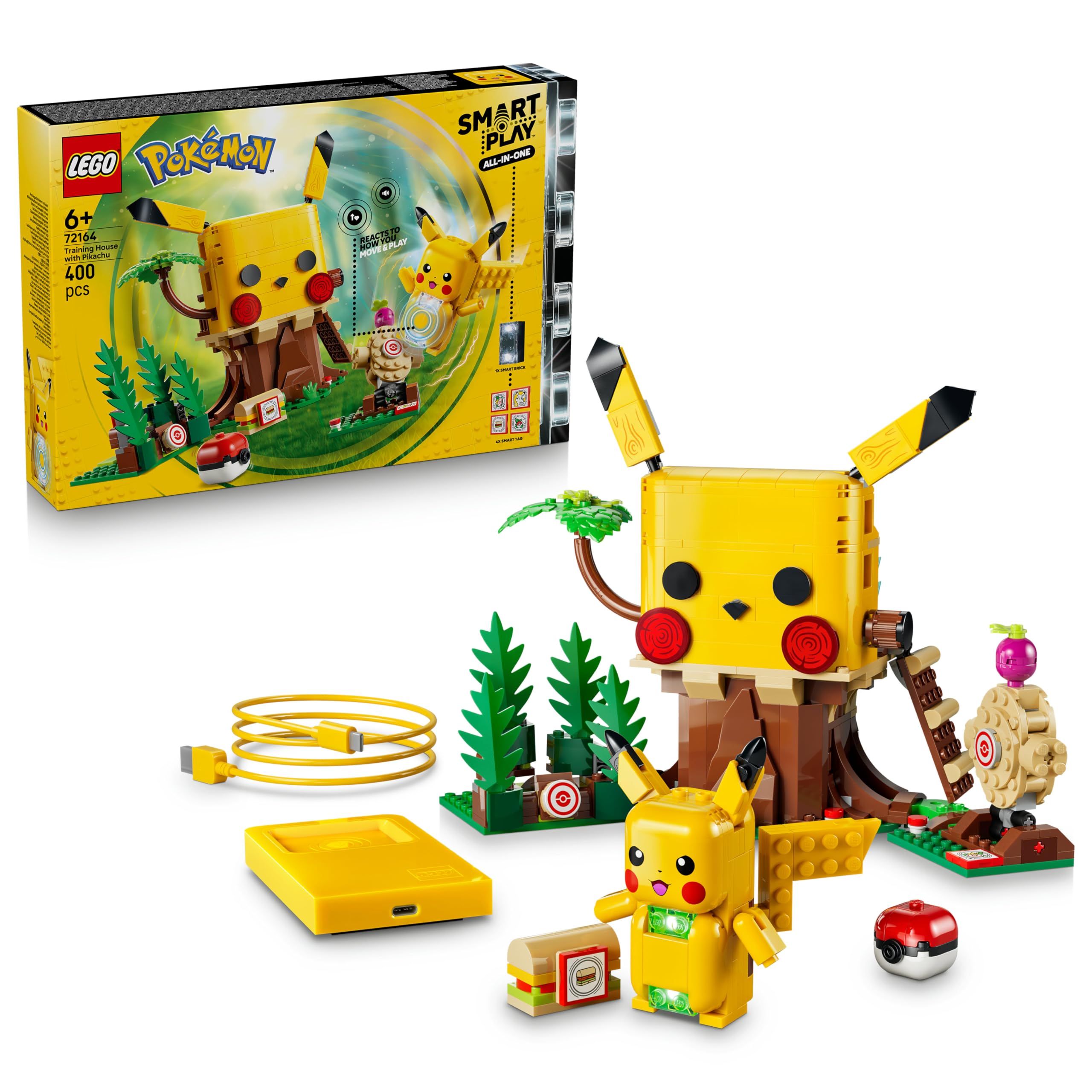 LEGO Pokémon SMART Play: Trainingshaus mit Pikachu - interaktives All-in-1 Spielset mit SMART Brick, 4 Tags, Figur und Ladegerät - Geschenkidee für Kinder ab 6 Jahren - 72164