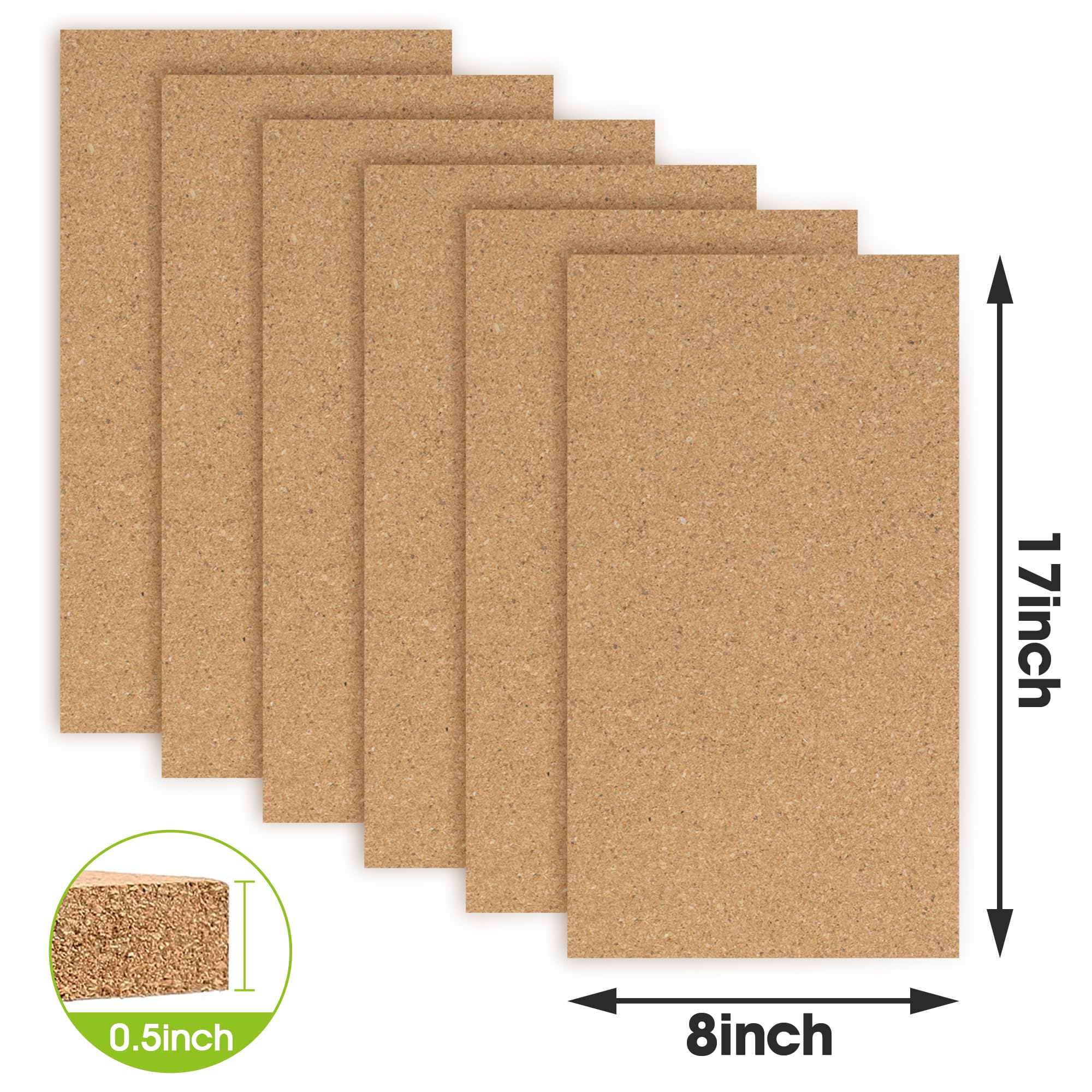 AKTOP Tablica ogłoszeń korkowych, 43 x 20 cm, płytki korkowe o grubości 10 sztuk, mała tablica korkowa do dekoracji ścian, samoprzylepne tablice korkowe z 120 spinaczami drewnianymi do szkoły, domu i