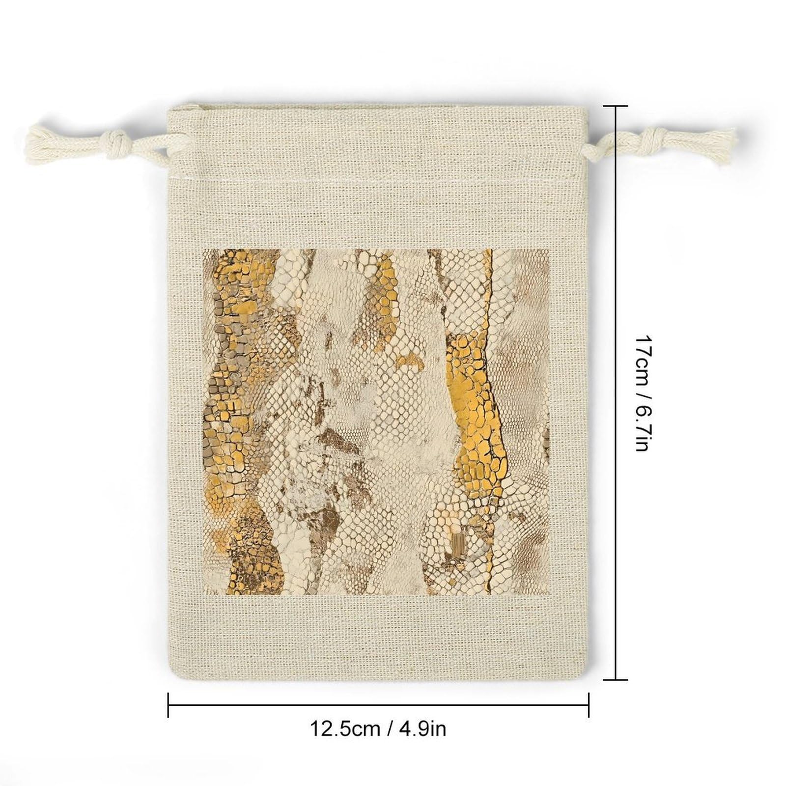 Golden Snake Skin Textures 8 Pack Small Gift Bags Cotton And Linen Drawstring Pockets Sachet Bag for Party Home Supplies