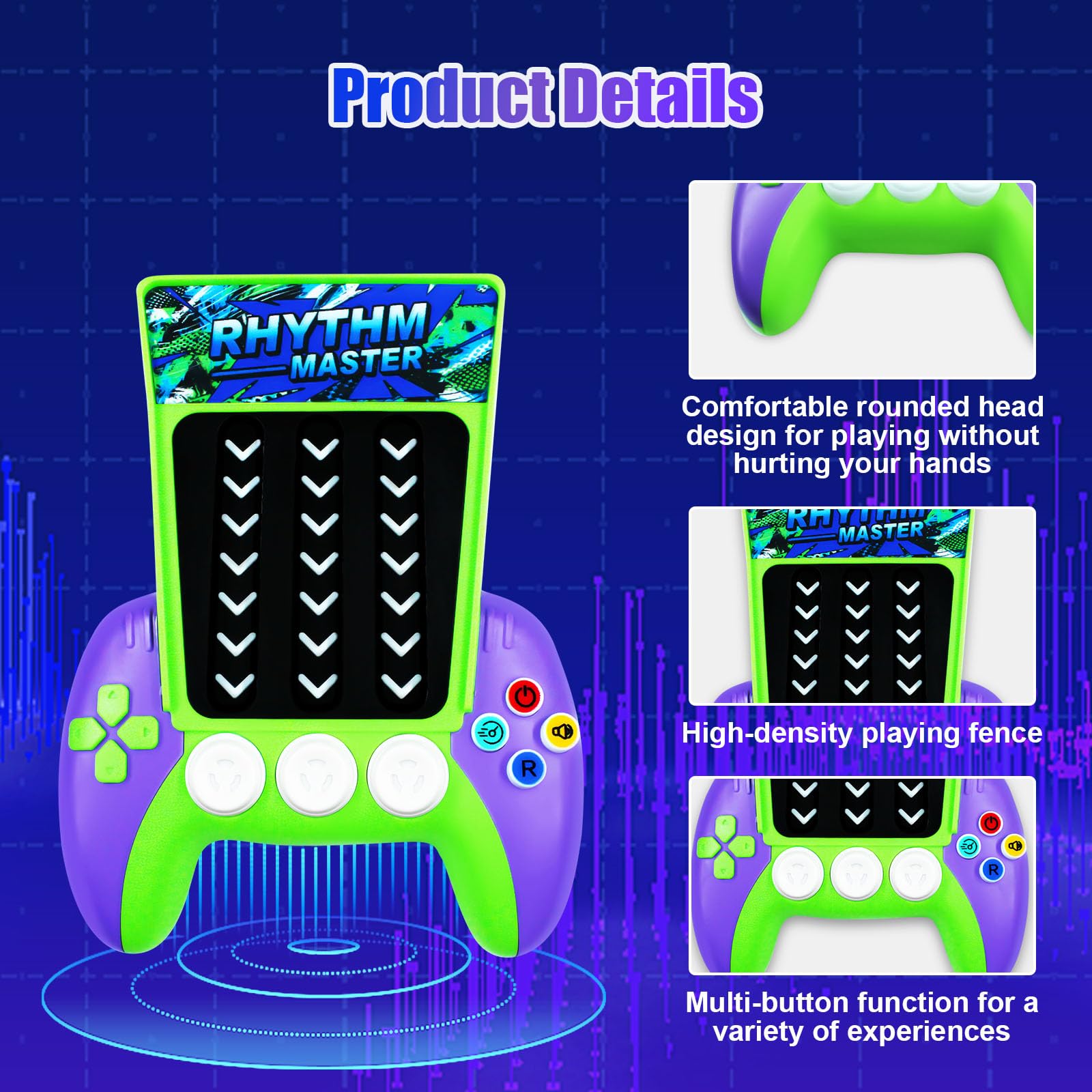 Mesen Maszyna do gier rytmicznych dla dzieci, Music Rhythm Game Machine, Quick Push Popular Games Master, ręczna konsola do gier z muzyką i lampkami, dla dzieci w wieku od 3 do 12 lat (szara)