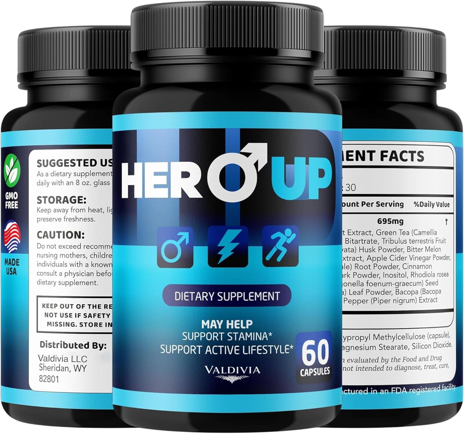 (3 Pack) Hero Up Capsules - Official HeroUp Supplement Pills For Men - Maximum Strength Energy Support, All Natural Hero Up Vitamins Support For Overall Health & Wellness, 180 Capsules For 3 Months - Image 8
