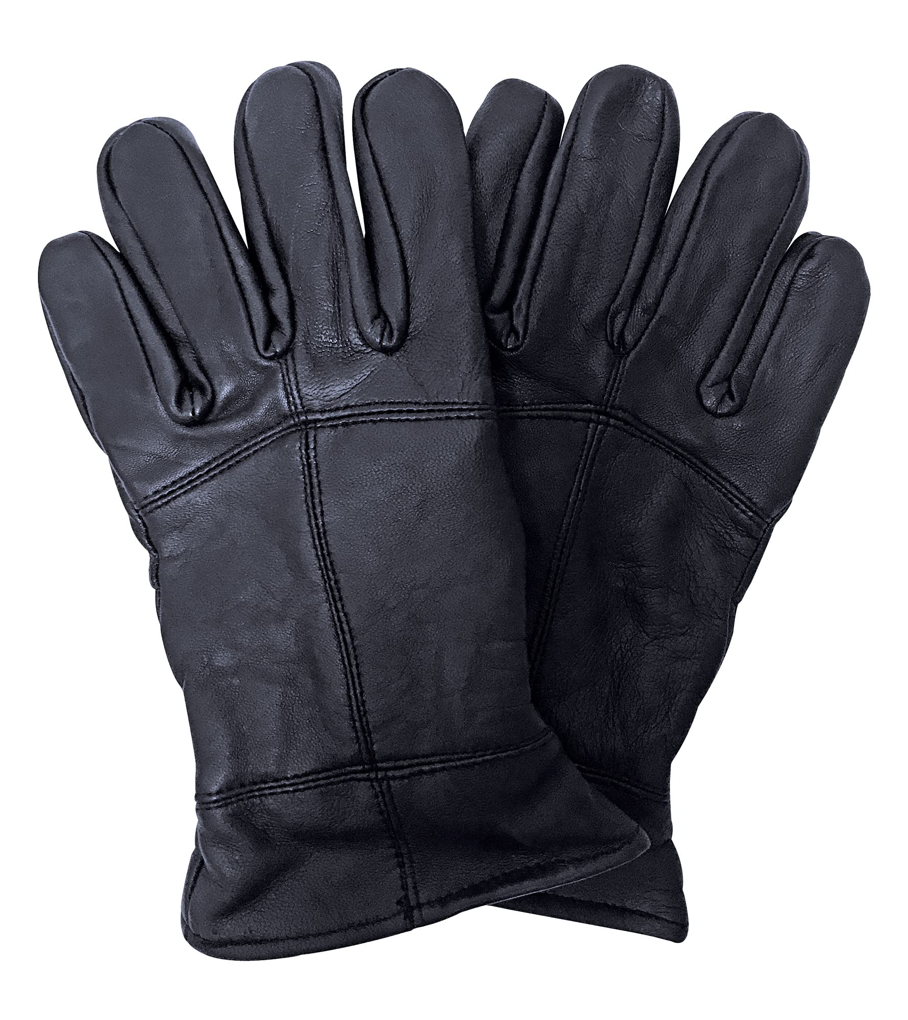 Thmo Men's Black Thinsulate Leather Gloves Winter Outdoor Windproof Fleece Lining Leather Gloves In (M-L, )