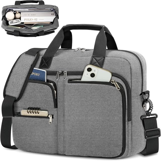 RAINSMORE Laptop Bag for Men 15.6 17.3 Inch Waterproof Laptop Bag Large Professional Messenger Bag for Business Travel Work