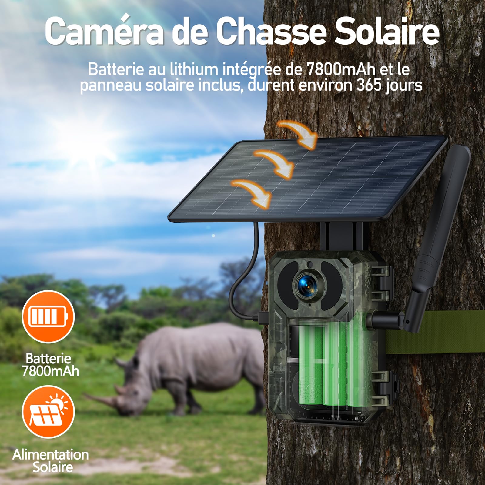 Fototrappola Solare 4K Doppia Lente - Visione Notturna Starlight, WiFi, Impermeabile IP66, Per Fauna Selvatica - Foto 5