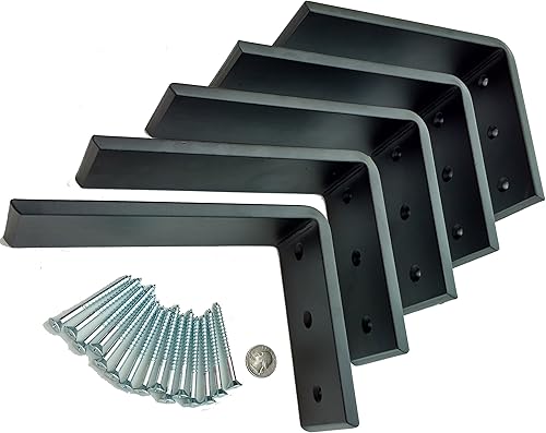 Miniatura 16 de Dmax Soportes en L resistentes de acero negro de 6 x 8 pulgadas, soportes de soporte ocultos para encimera 3/8 pulgadas de grosor, soporta 150