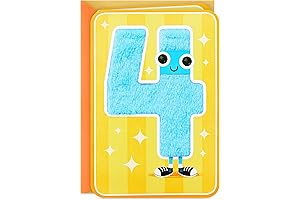 Hallmark 4th Birthday Card for Kids (Fuzzy Number 4)