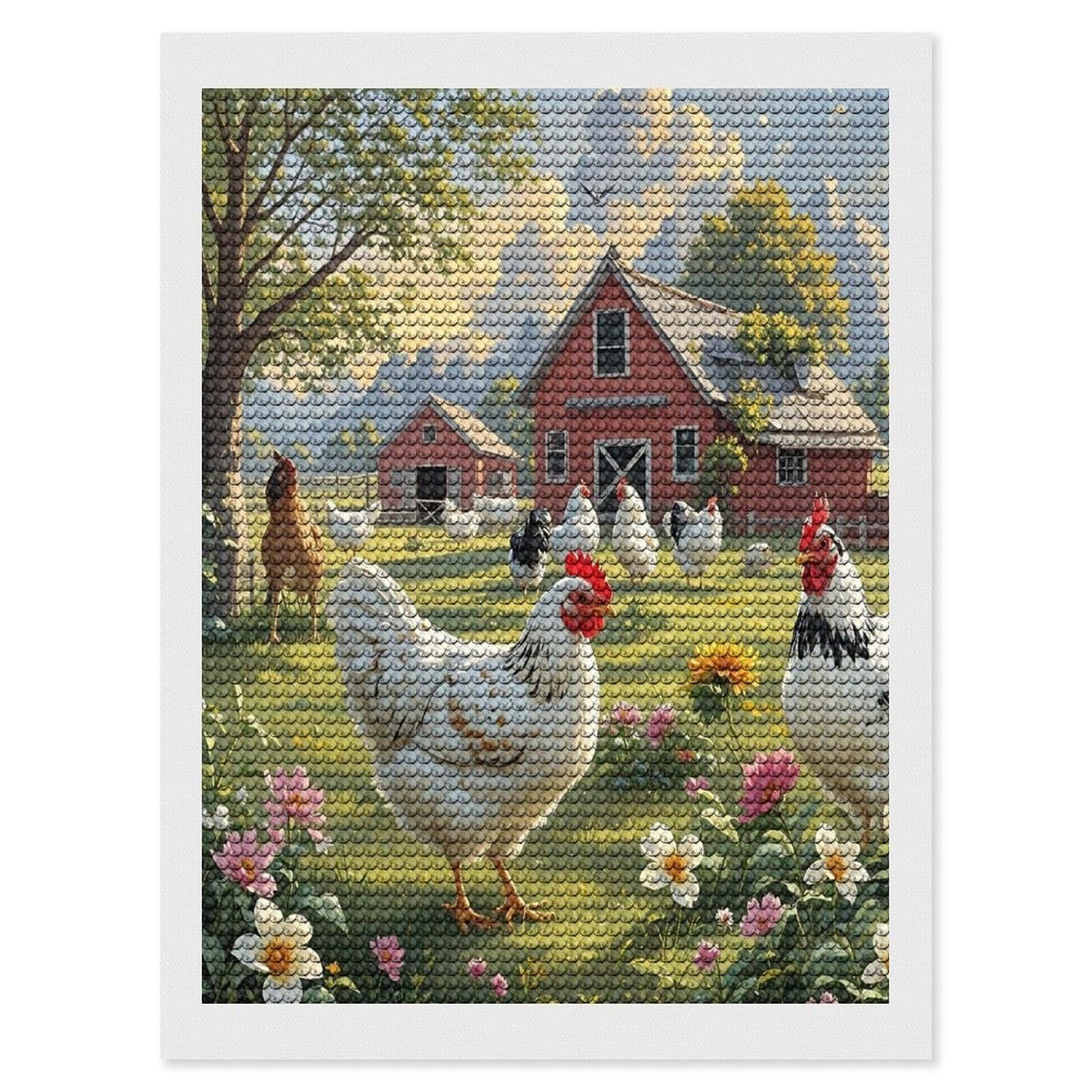 FekiLoot Chickens and Farm Diamond Painting Kits for Adults Full Round Drill Diamond Art Kits for Beginners 5D DIY Diamond Dots Paintings Diamonds Pictures Gem Art Home Wall Decor 12"x16"