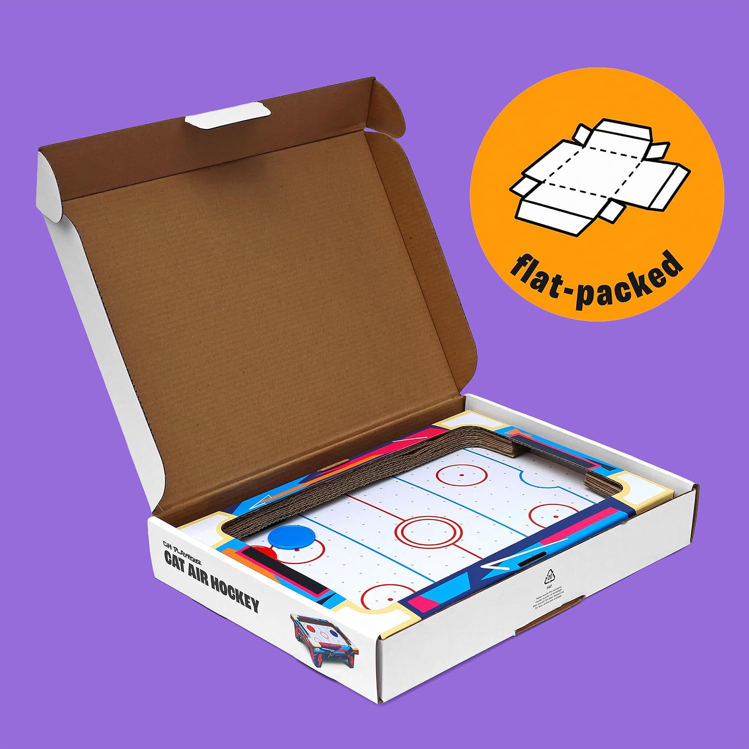 Suck UK Cat Air Hockey - Cardboard Air Hockey Table - Two Player Arcade Game Cat Toy - Dual Entertainment - Retro Hockey Toy for Indoor Cats - Viral Cats Video Game | Interactive Play image 4