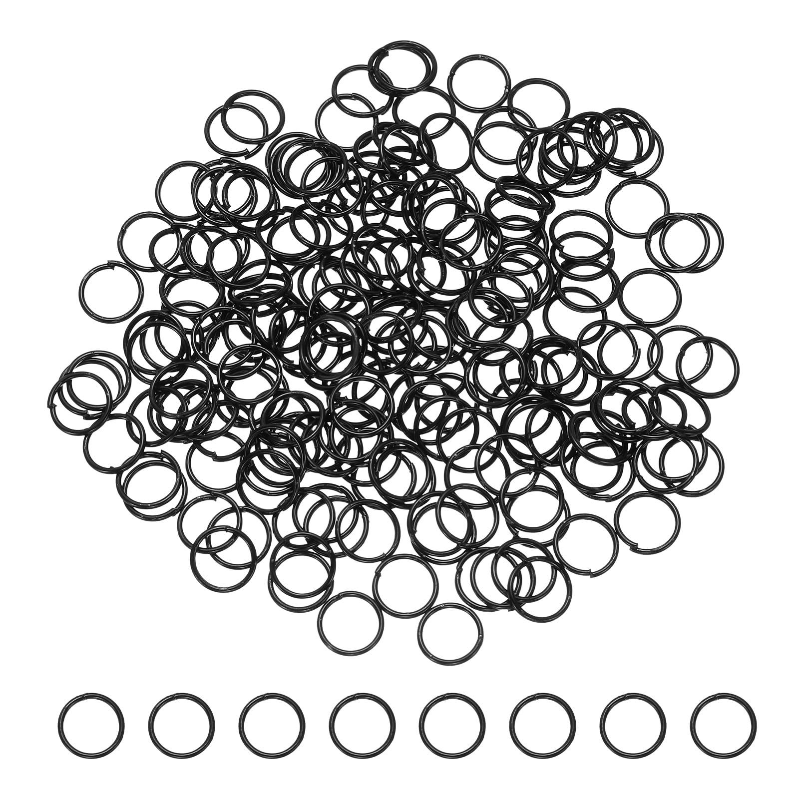sourcing map 200 Pcs Open Jump Rings, 7mm Split Metal O Ring 0.7mm Thick Keychains Connector Ring for Jewelry Making DIY Necklaces Bracelet Earrings Craft Making, Black — image 1