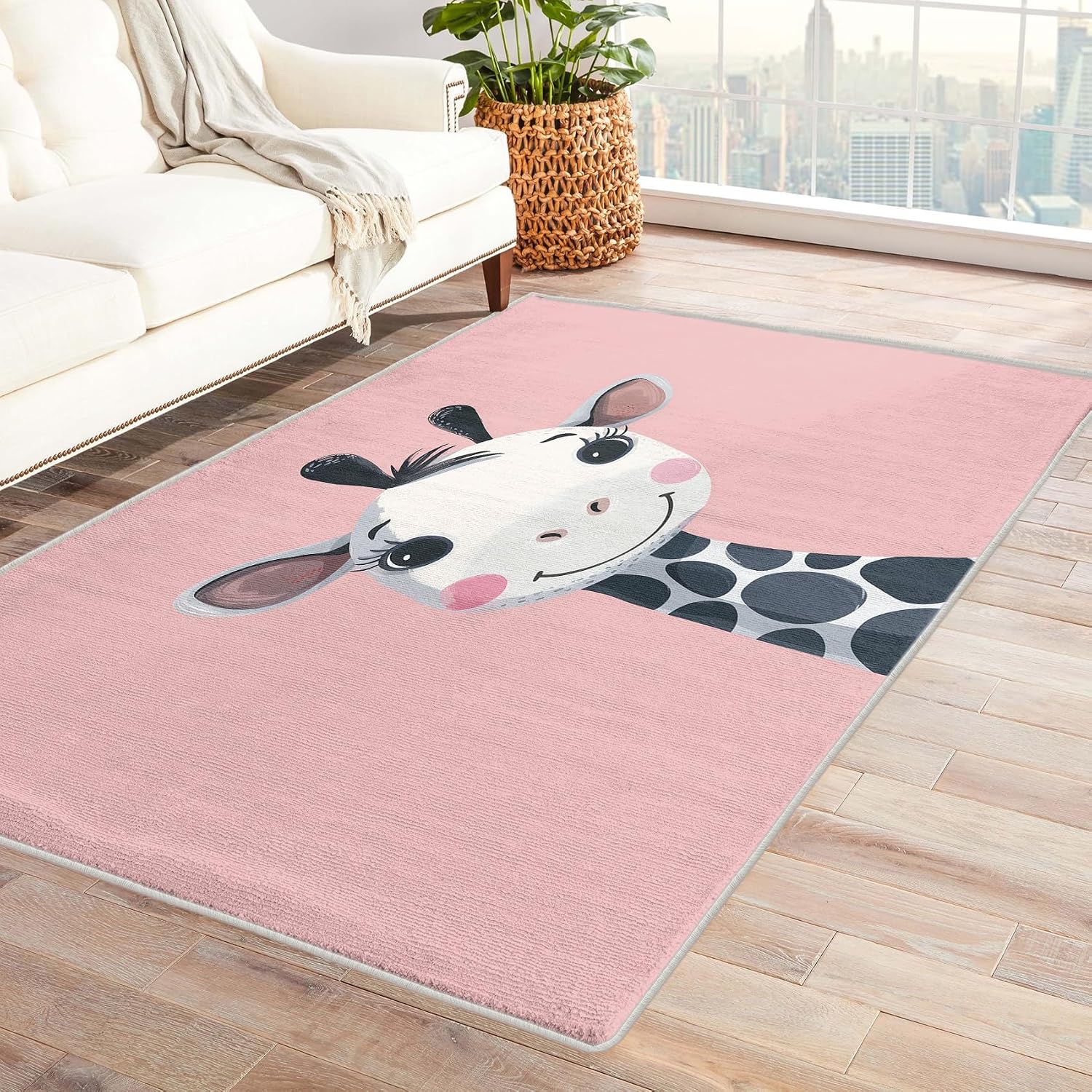 Kids 8x12 Ladybug Rug for Boys Bedroom - Cartoon Insect Room Decor Large Area Rugs, Cute Red Black Polka Dots Carpet for Nursery Playroom Classroom, Soft Non Slip Washable Floor Rug
