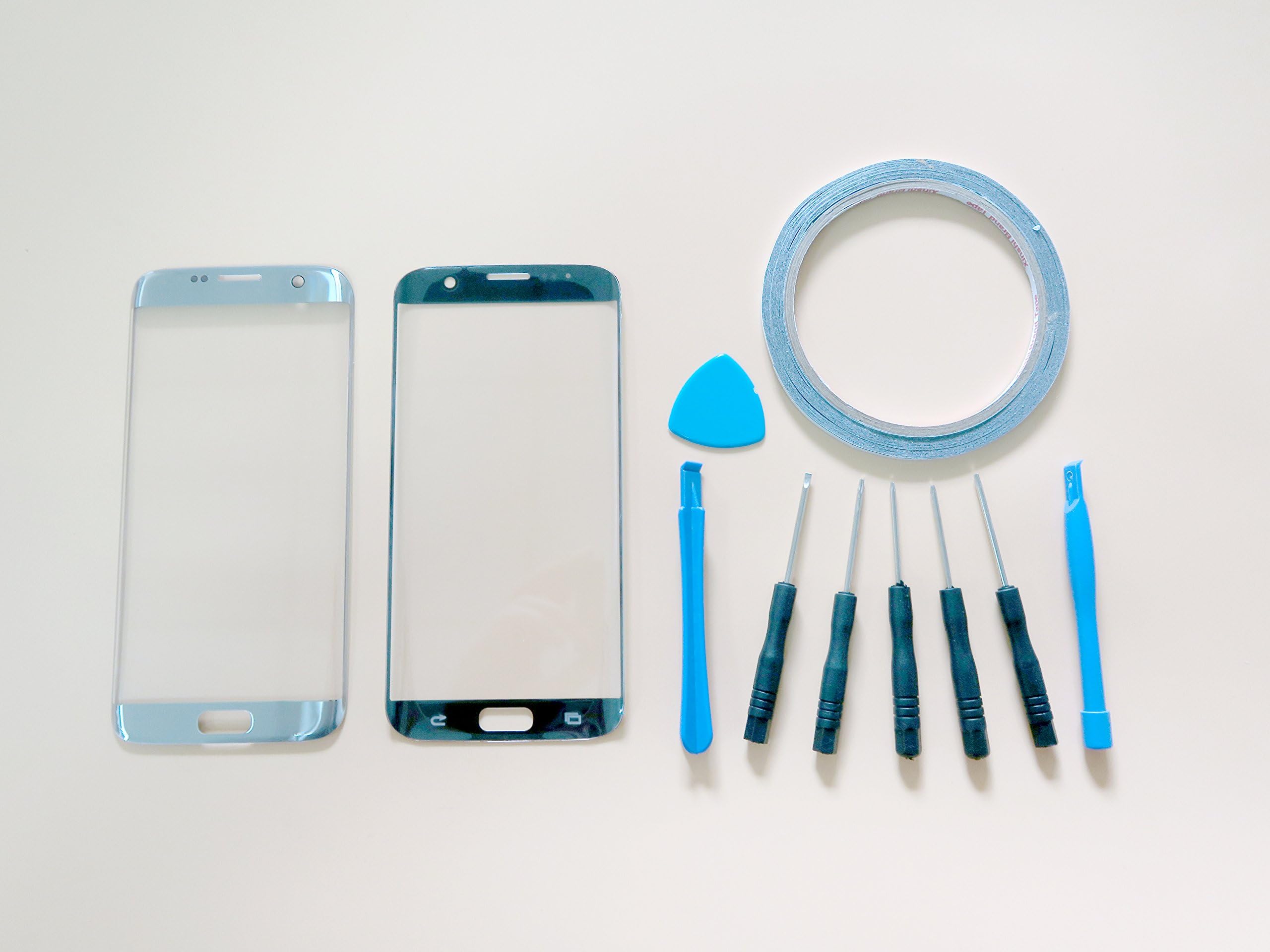 New For Samsung Galaxy S7 Edge G935F Front Glass Outer Screen Lens Replacement with Repait Tools Kit (Black)