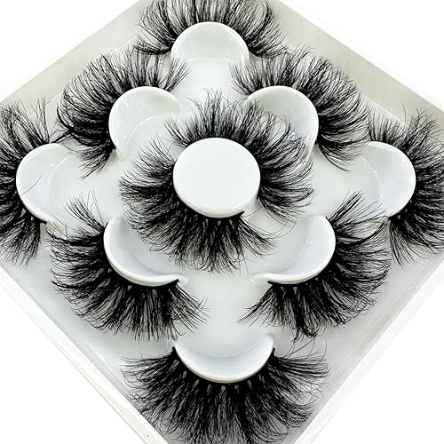 Miniatura 4 de HBZGTLAD Paquete de 5 pares de pestañas postizas 3D de visón 3D a granel con pestañas de visón natural personalizadas, pestañas postizas naturales