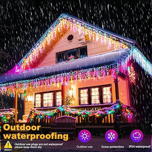 Miniatura 4 de Guirnalda de luces de Navidad para exteriores, de color blanco cálido a multicolor, 98 pies, 1280 LED con aplicación y control remoto para