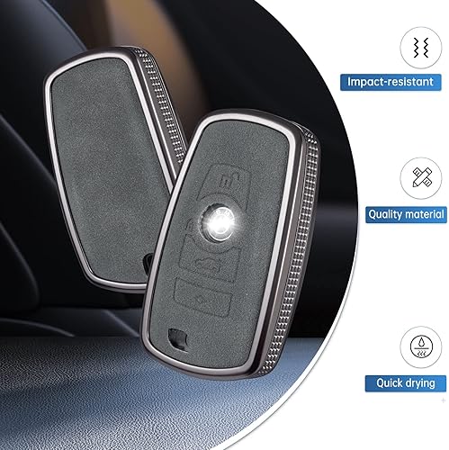 Miniatura 8 de YO&YOYE Compatible con funda de llavero de cuero para llavero BMW 1 3 5 7 Series 530 F48 X1 X2 X3 X4 X5 X6 (modelo 2, marrón)