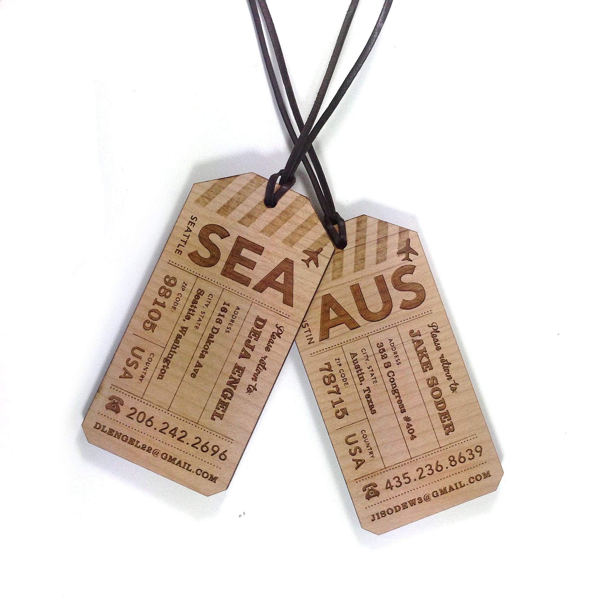 Wood Luggage Tag/Custom Engraved Travel Tag/Personalized Address/Adventure & Wanderlust