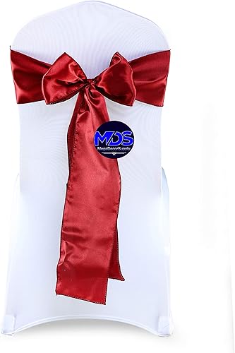 MDS - Paquete de 25 bandas de satén para sillas de boda y eventos decoración de fiestas silla color azul bebé