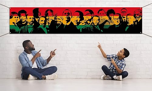 Miniatura 6 de Nepnuser Cartel colgante de valla del mes de la historia negra afroamericana, decoración de fiesta nacional afroamericana, gente famosa, hogar,