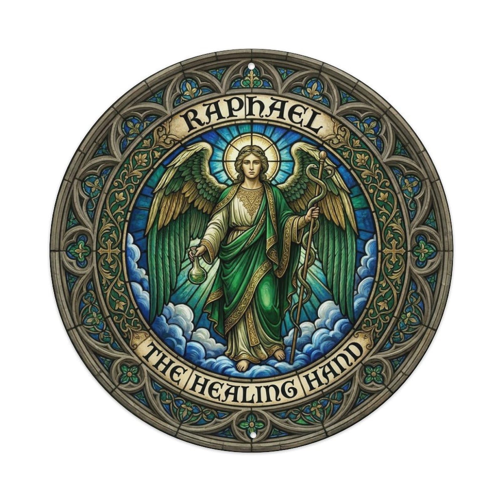 Archangel Raphael The Healing Hand Divine Healing Metal Tin Sign