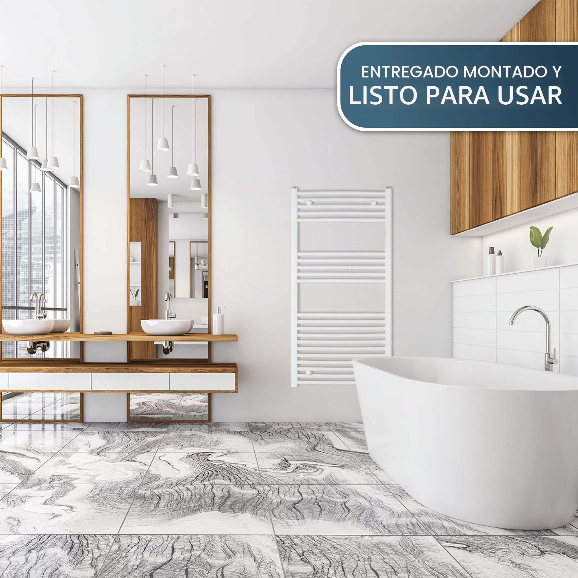 Radiador Toallero Eléctrico "Green " 1175h X 500b, con 4 Timer, Eléctrico Radiador Toallero Blanco Recto, Radiador Toallero Eléctrico, Radiador Toallero Eléctrico, Secador de Toalla
