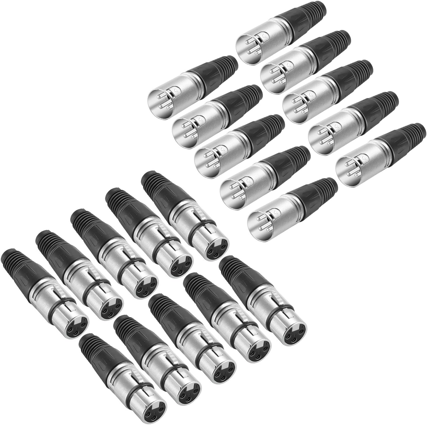 Neewer 20-Piece 3 Pin XLR Solder Type Connector - 10 Male and 10 Female Plug Cable Connector Microphone Audio Socket, Made of Zinc Alloy for High Conductivity and Ultra-Low Noise (Metal End)