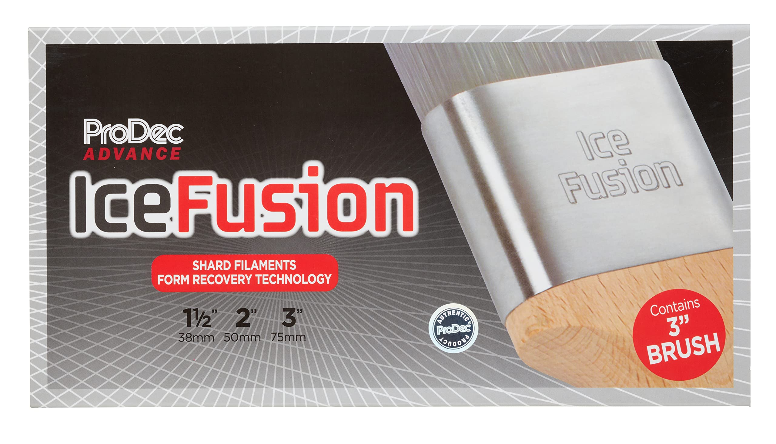 ProDec Advance Juego de brochas sintéticas Profesionales Ice Fusion de 3 Piezas para Pintar con Pinturas de emulsión, Brillantes y satinadas en Paredes, techos, Madera y Metal