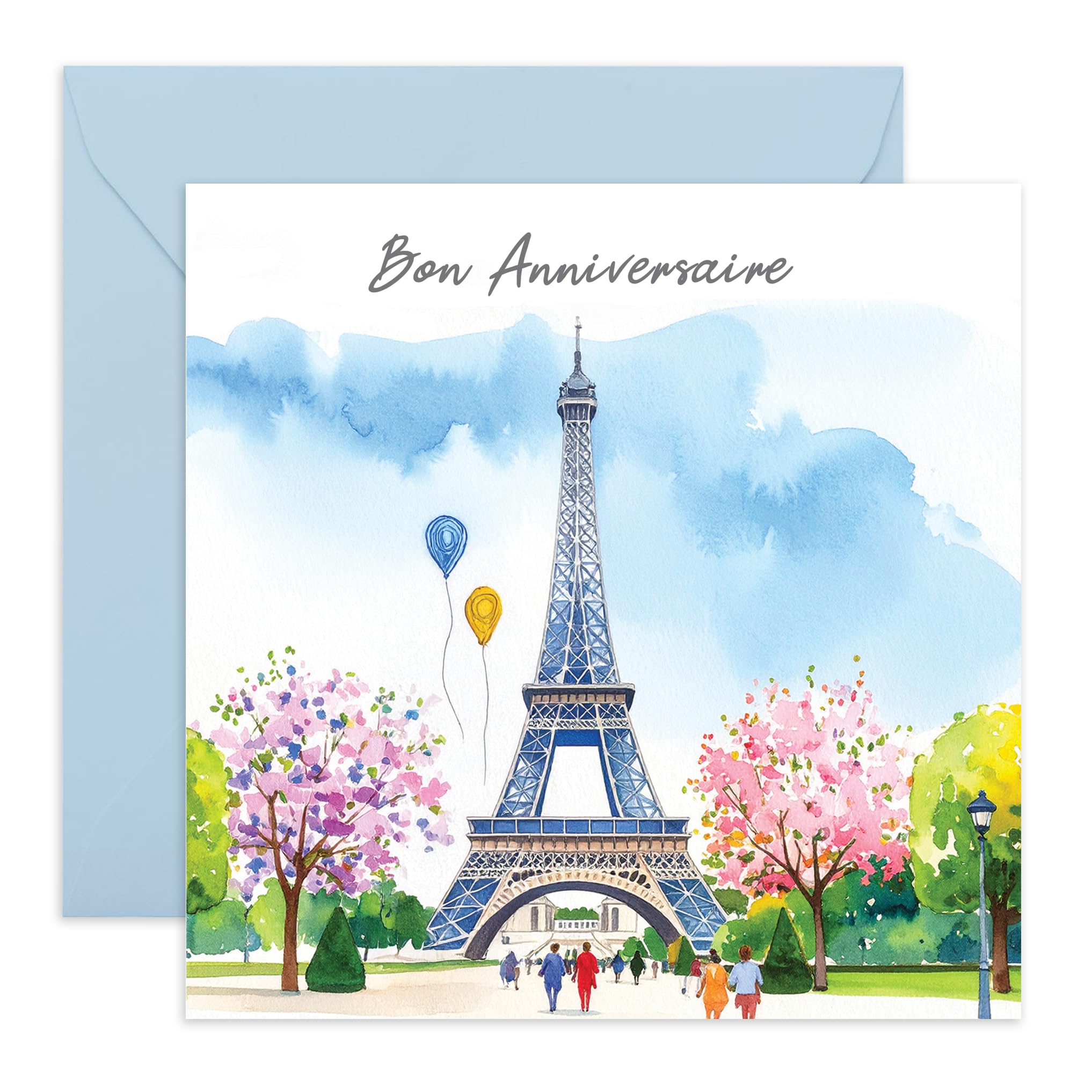 Tarjetas De Aniversario Para Hombres Y Mujeres – Bon Anniversaire Torre Eiffel – Regalos Inspirados En Francia Para Esposa, Marido, Novia, Novio