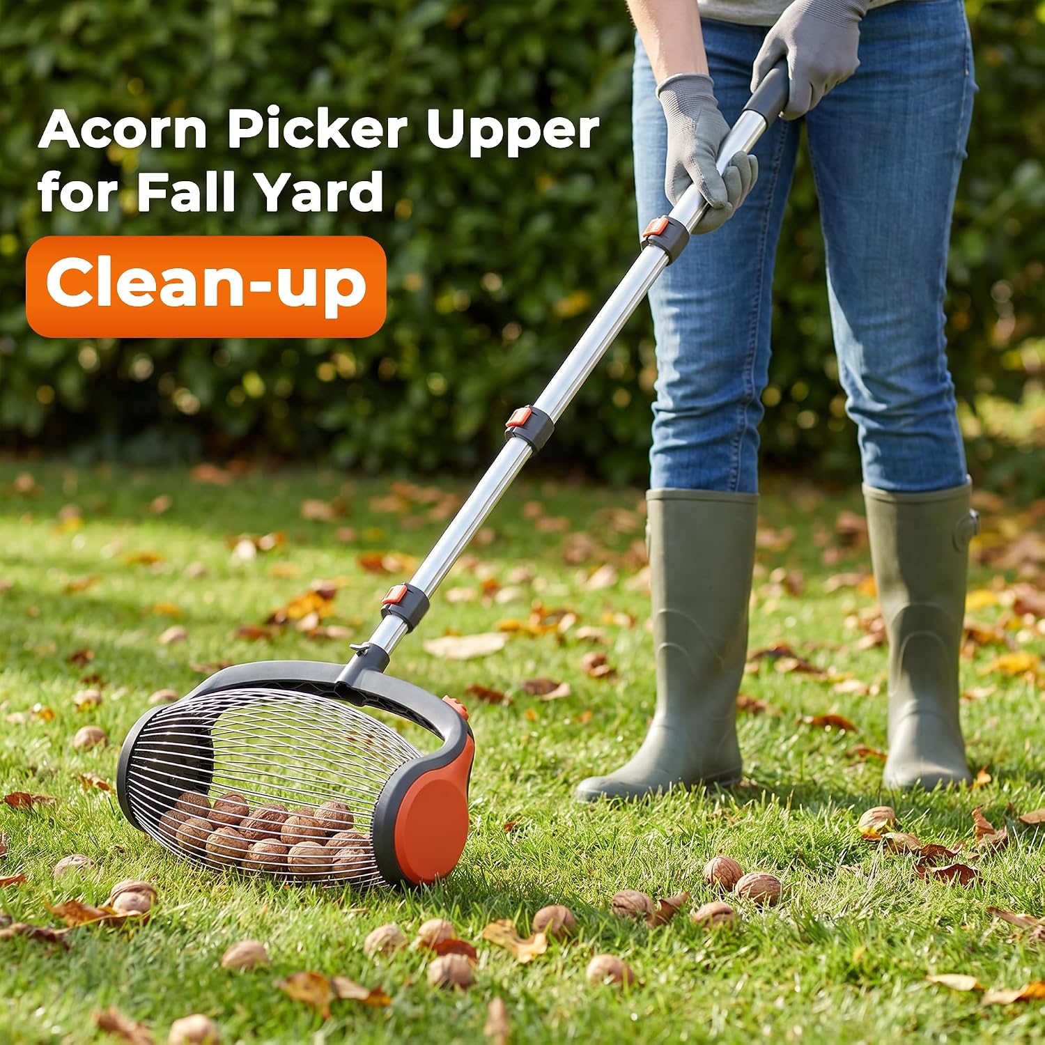 Acorn Picker Upper Roller with Foot Release Nut Gatherer