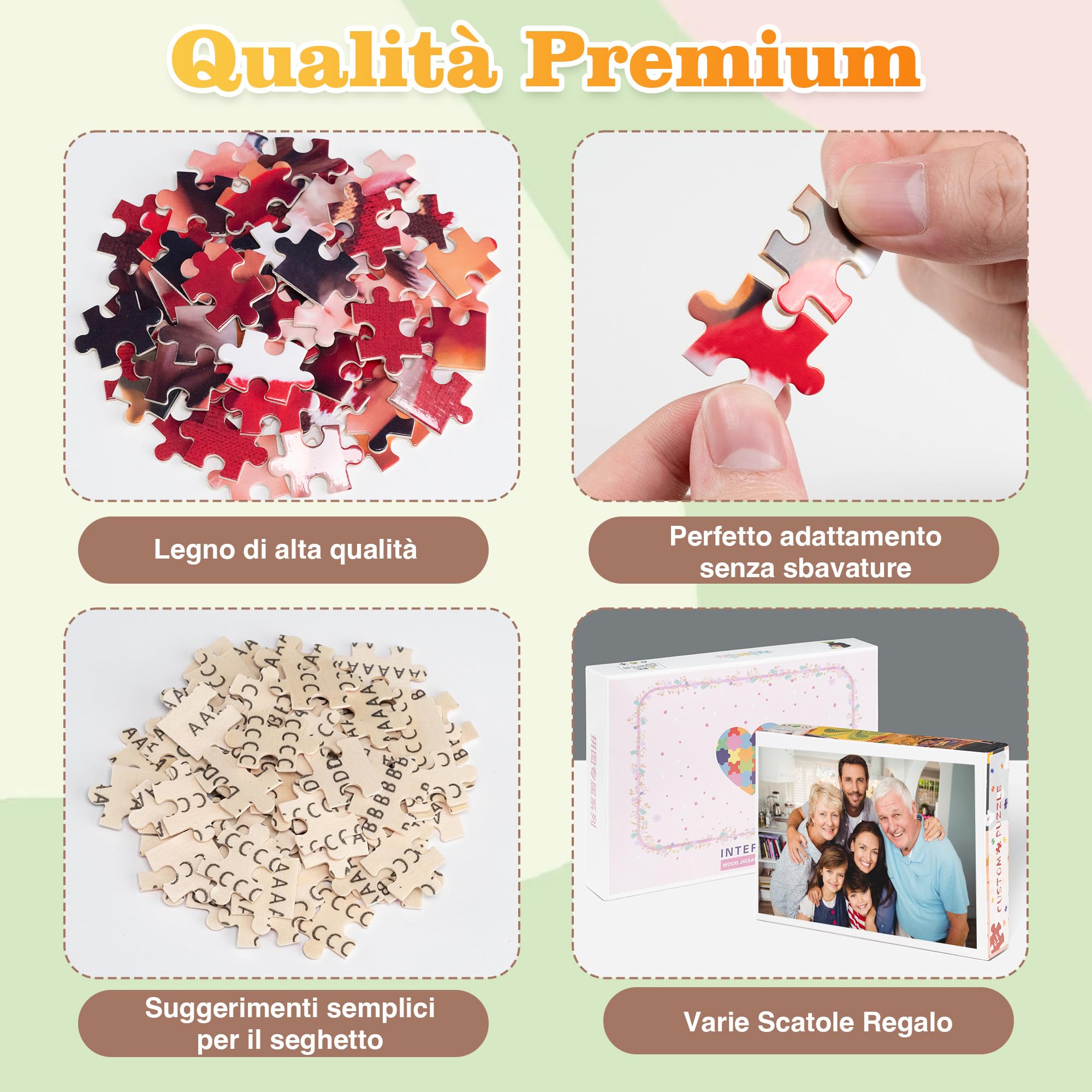 Easycosy Puzzle Personalizzato con Foto, 1000/500/300 Pezzi, Stampa in HD per Adulti Famiglie Immagine Personalizzata Testo Puzzle Regali per Compleanno, Festa del Mamma Idee Regalo