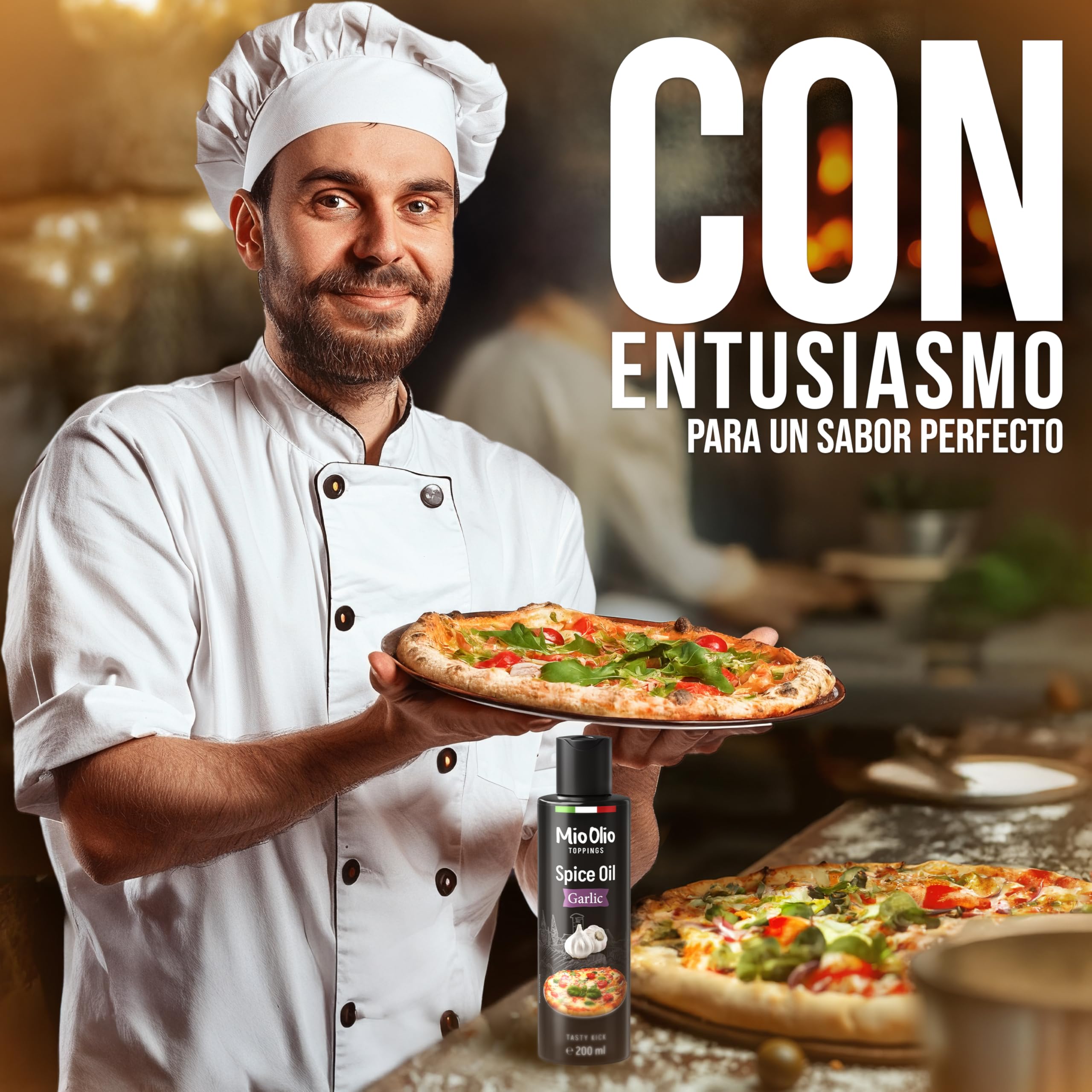 Mioolio 200 ml Aceite de Ajo - Aceite Aromático para Pizza, Pasta, Verduras y Carne - Sin Conservantes, Sin Gluten